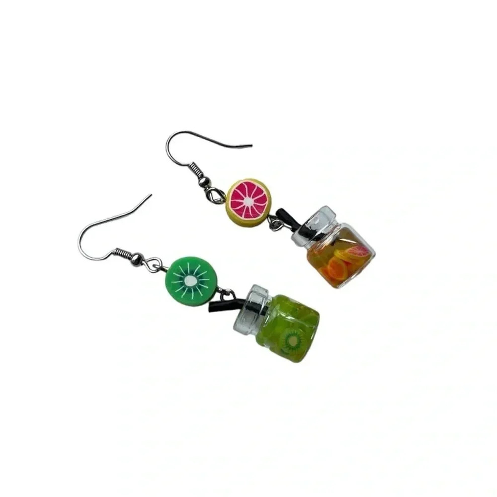 Fun colorful mismatch juice earrings